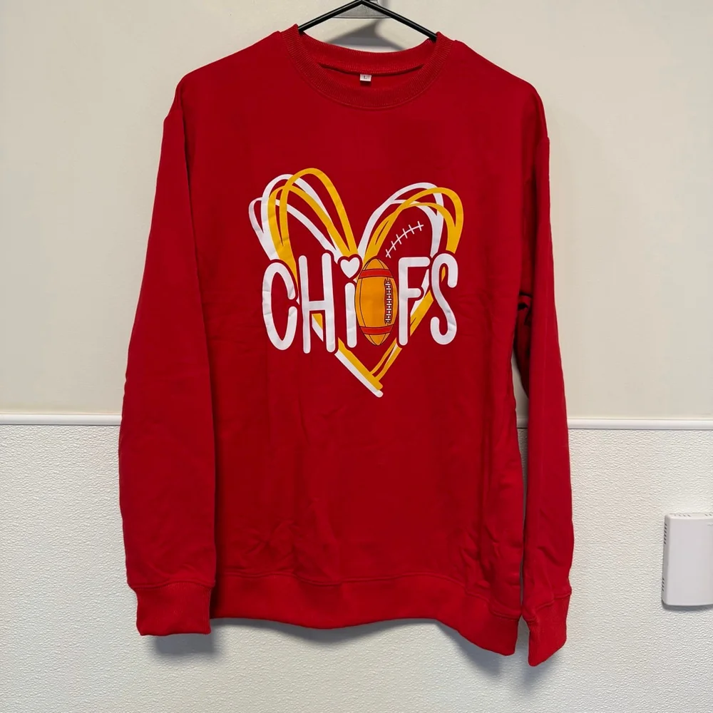 Chiefs Football Women's Red & Yellow Pullover Sweatshirt Large Girly NEW NWOT - Picture 10 of 11